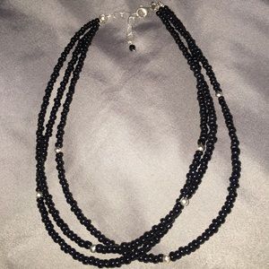 Silpada Black Bead and Sterling Necklace